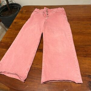 Gap girls high stride pink denim wide leg ankle Jean